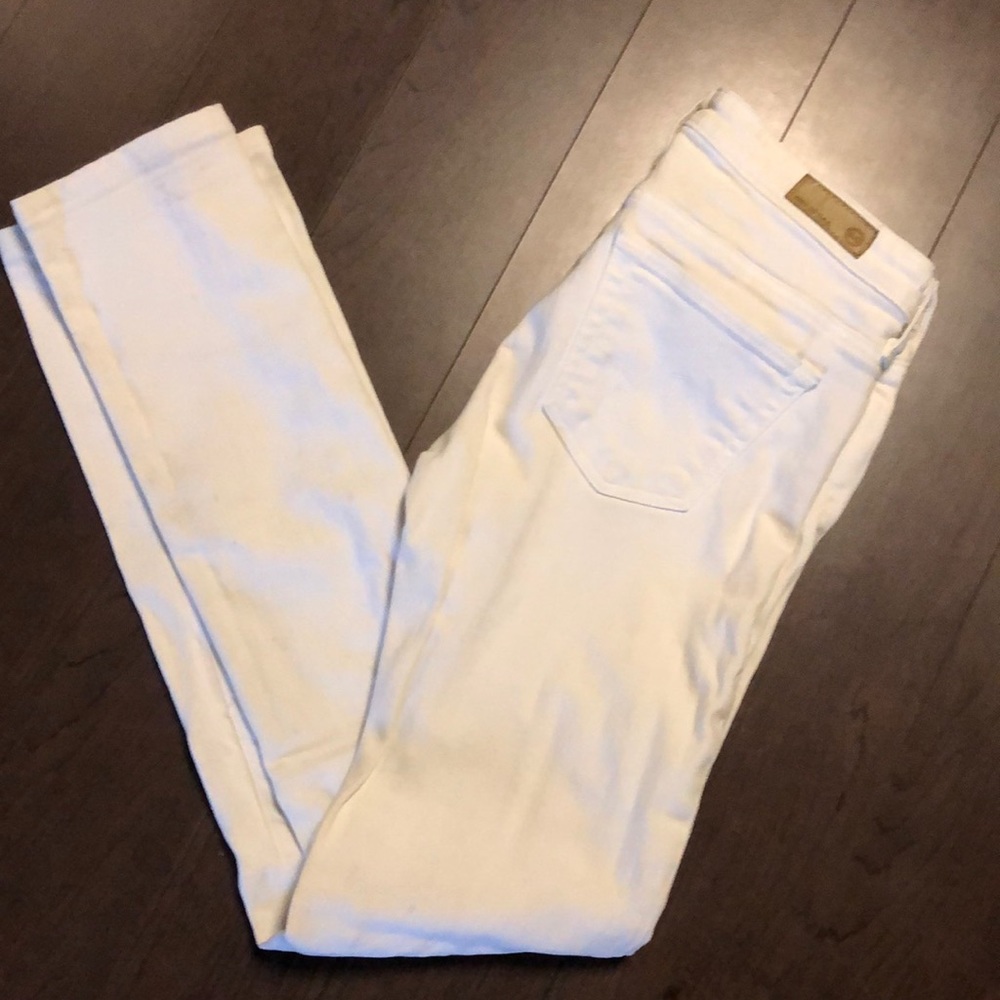 AG white straight leg jeans